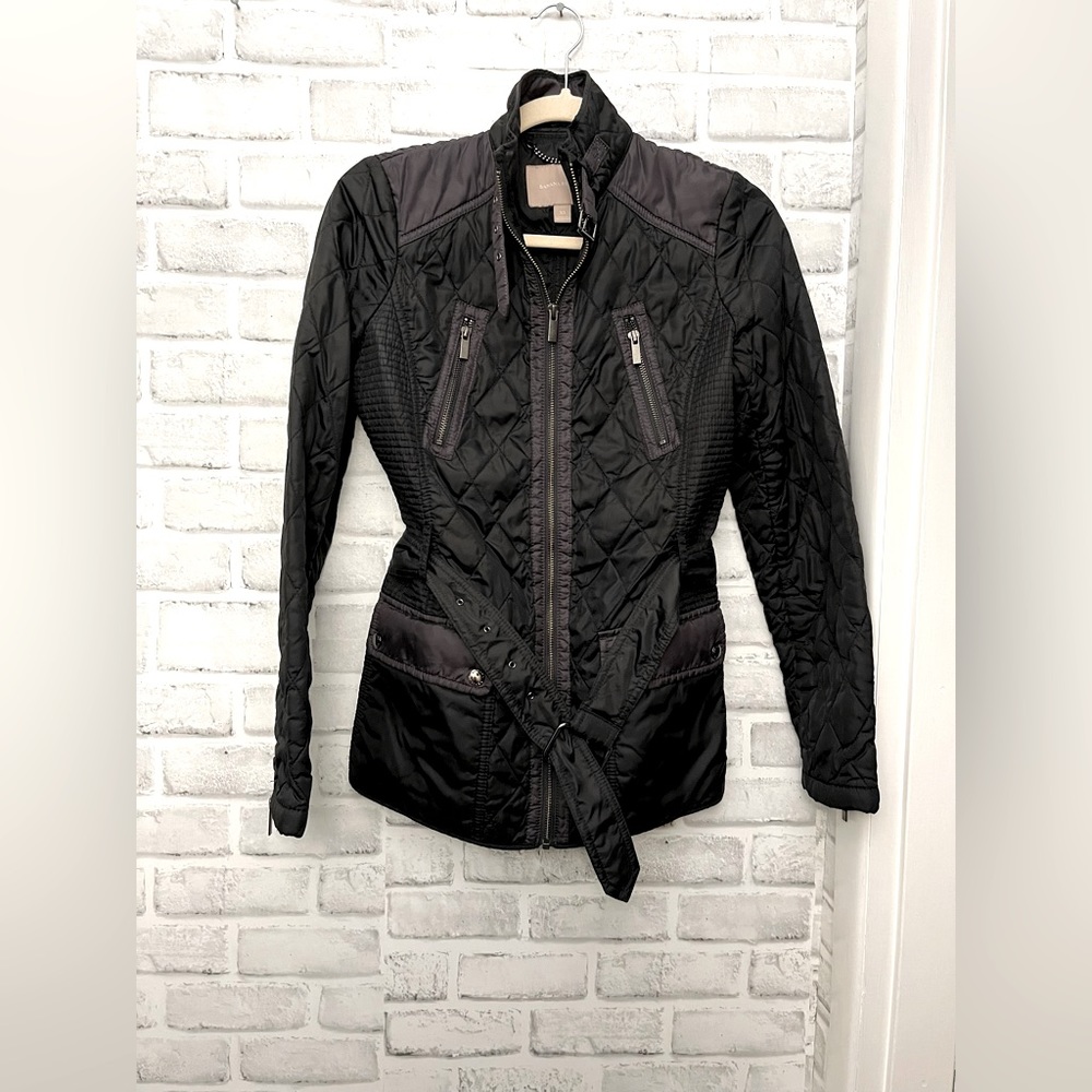 Banana Republic Women’s Belted Grey Gunmetal Quilted Military Jacket